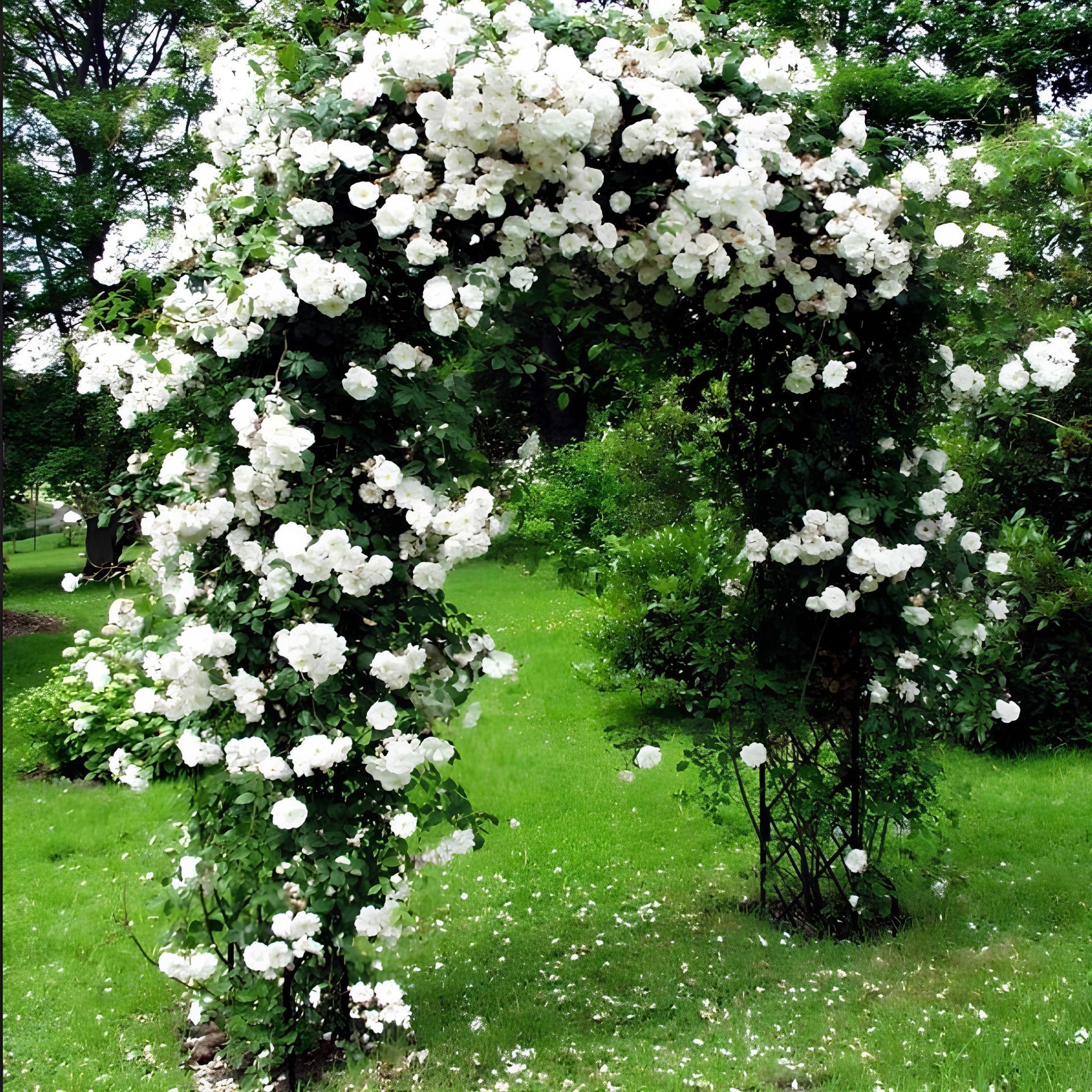 Tüplü Kokulu Yediveren Bride Crown Beyaz Renk Sarmaşık Gül Fidanı(120-200 CM)